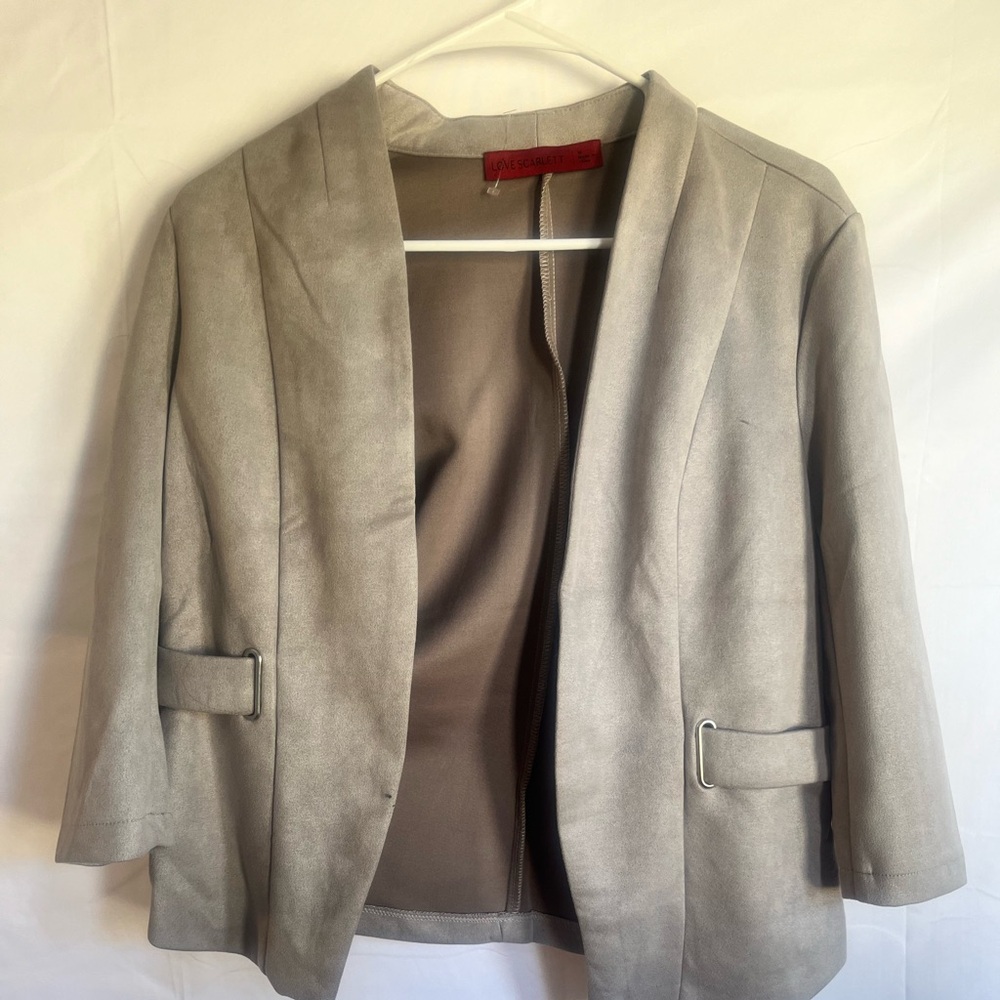 Love Scarlett Beige Blazer Long Sleeve No Button Jacket Size M